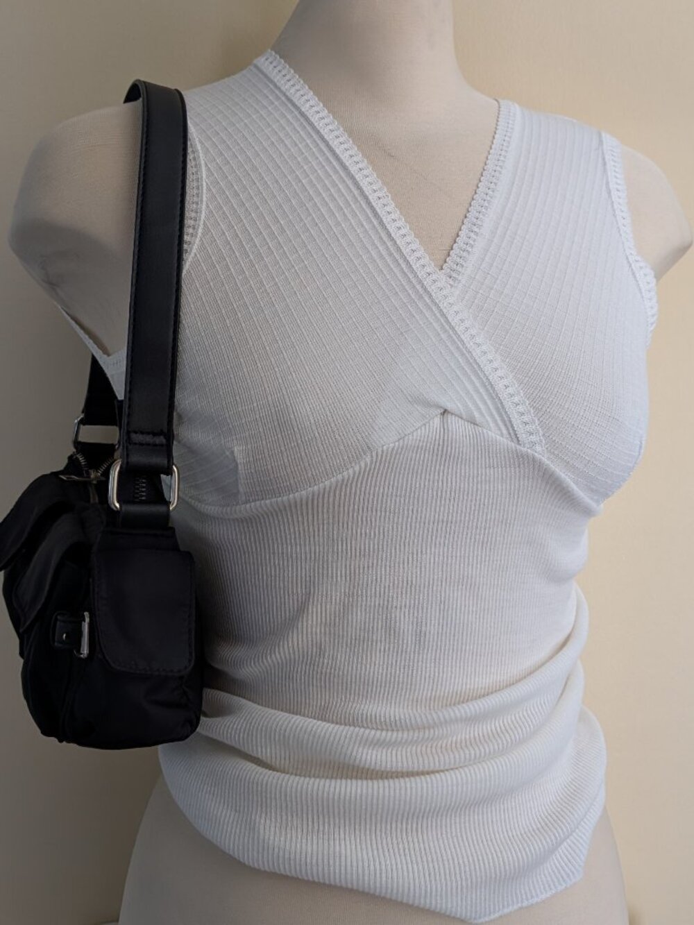 90s LACE EDGE COTTON WRAP TOP